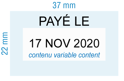 étampe personnalisée dateur - Payé le - inspiration 2002 (RS-PSC-2002-3)